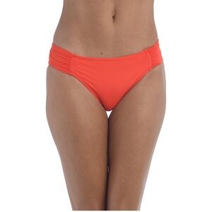 La Blanca Island Goddess Side Shirred Bikini Bottom in Paprika Orange Size 2